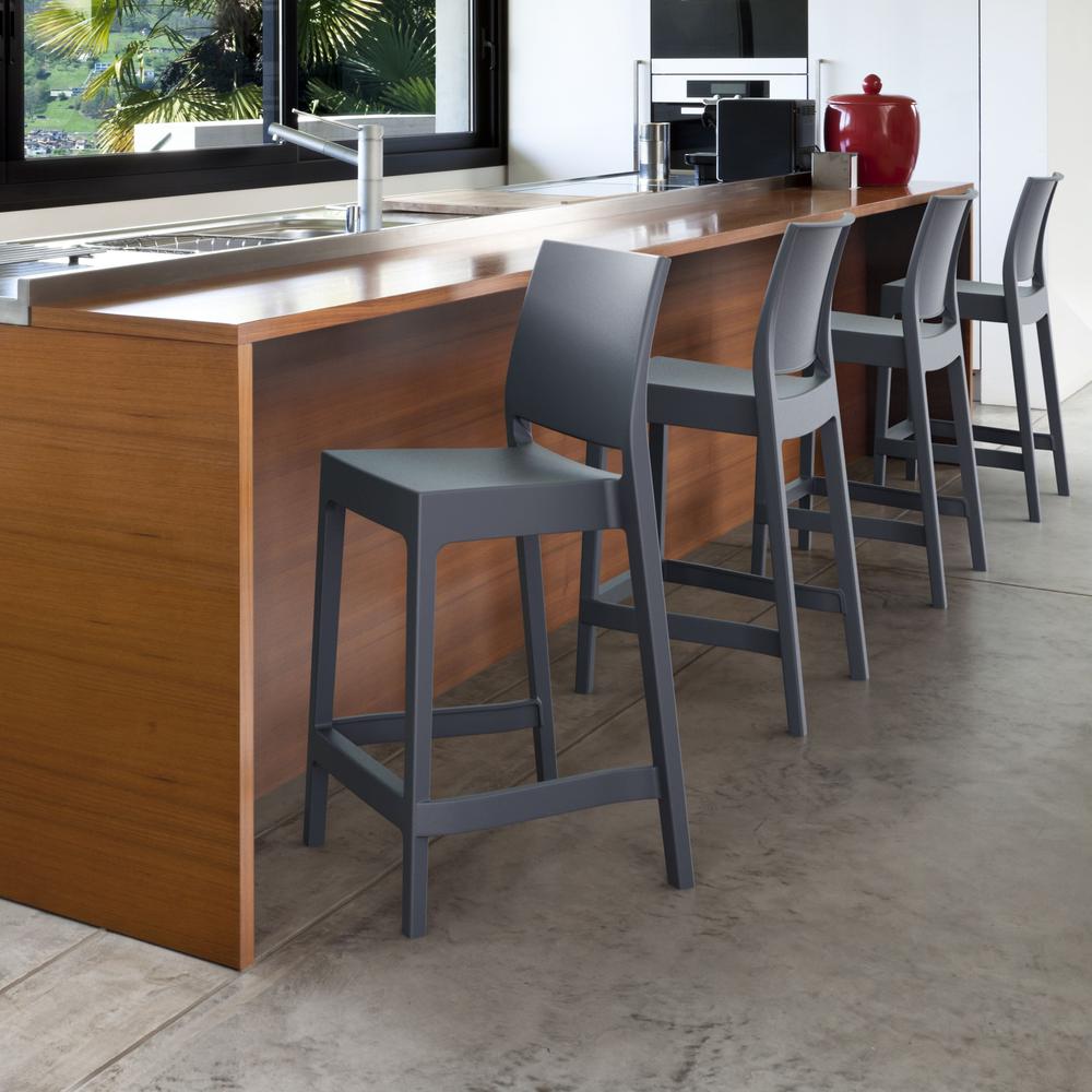 Maya Resin Counter Stool Dark Gray, Set of 2. Picture 6