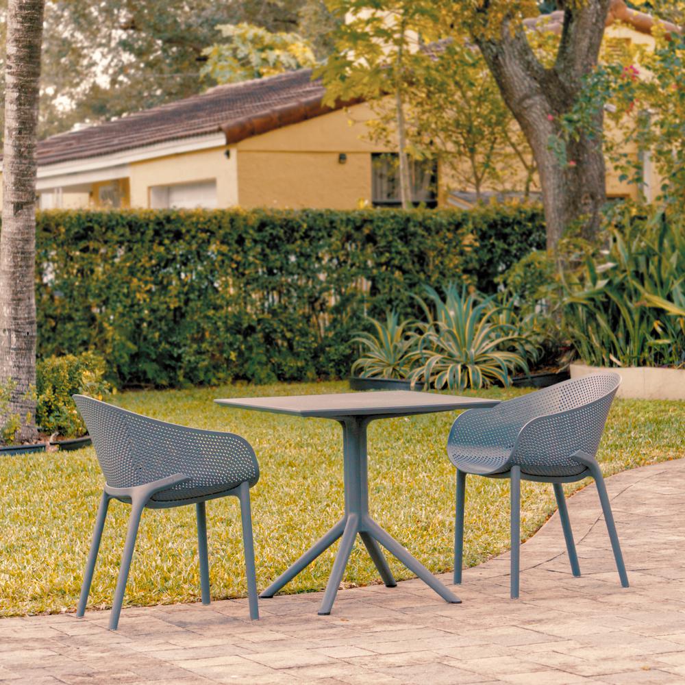 Sky Outdoor Bistro Set 3 Piece Dark Gray. Picture 4