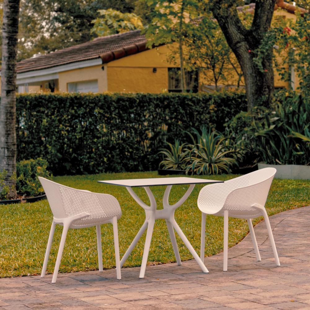 Sky Dining Set with 2 Arm Chairs White. Picture 1