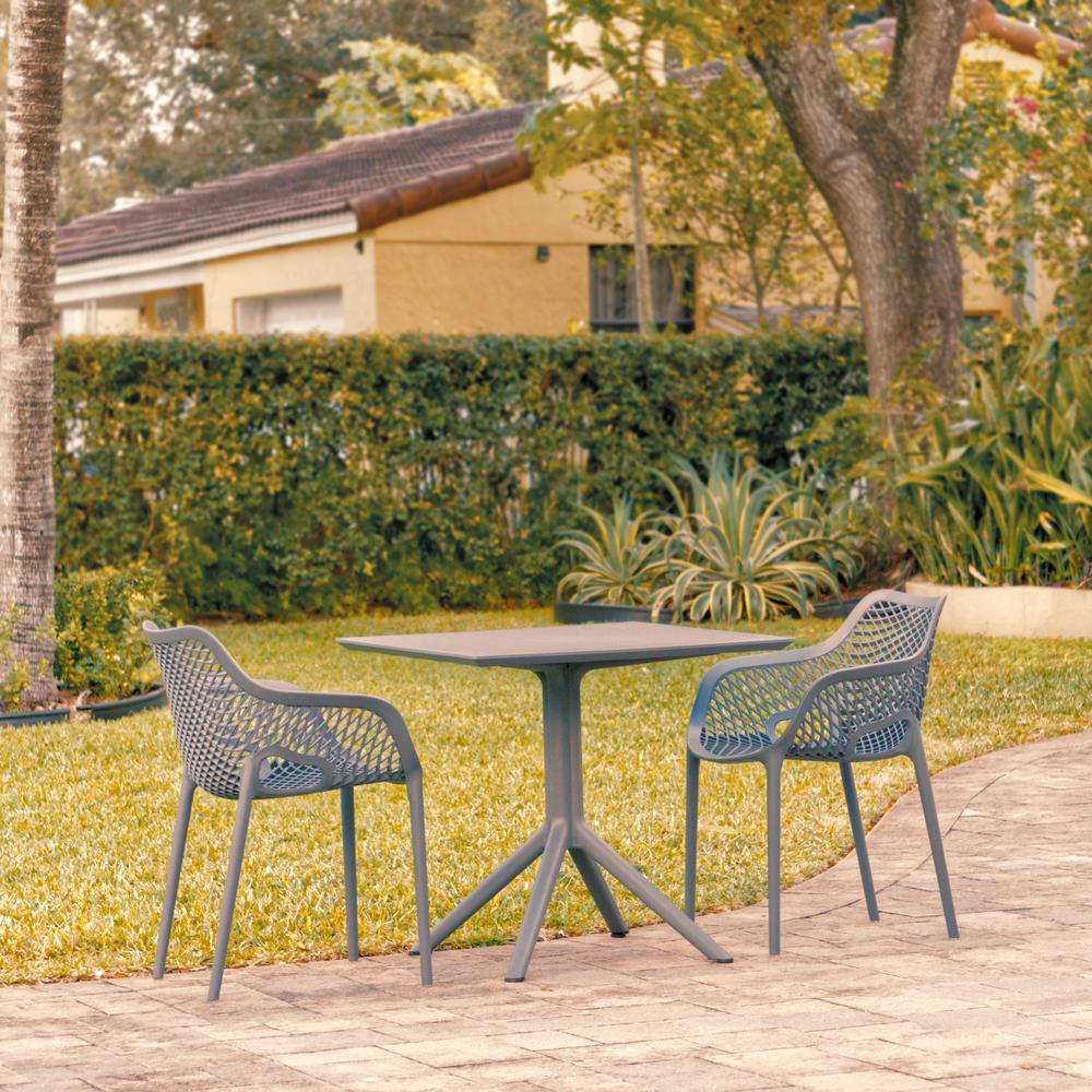 Air XL Patio Dining Set with 2 Arm Chairs Dark Gray. Picture 1