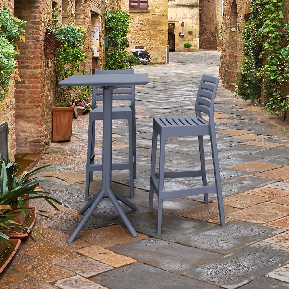 Sky Ares Square Bar Set with 2 Barstools Dark Gray. Picture 1