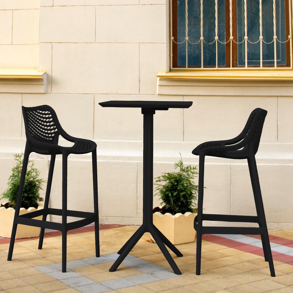 Sky Air Square Bar Set with 2 Barstools Black. Picture 1