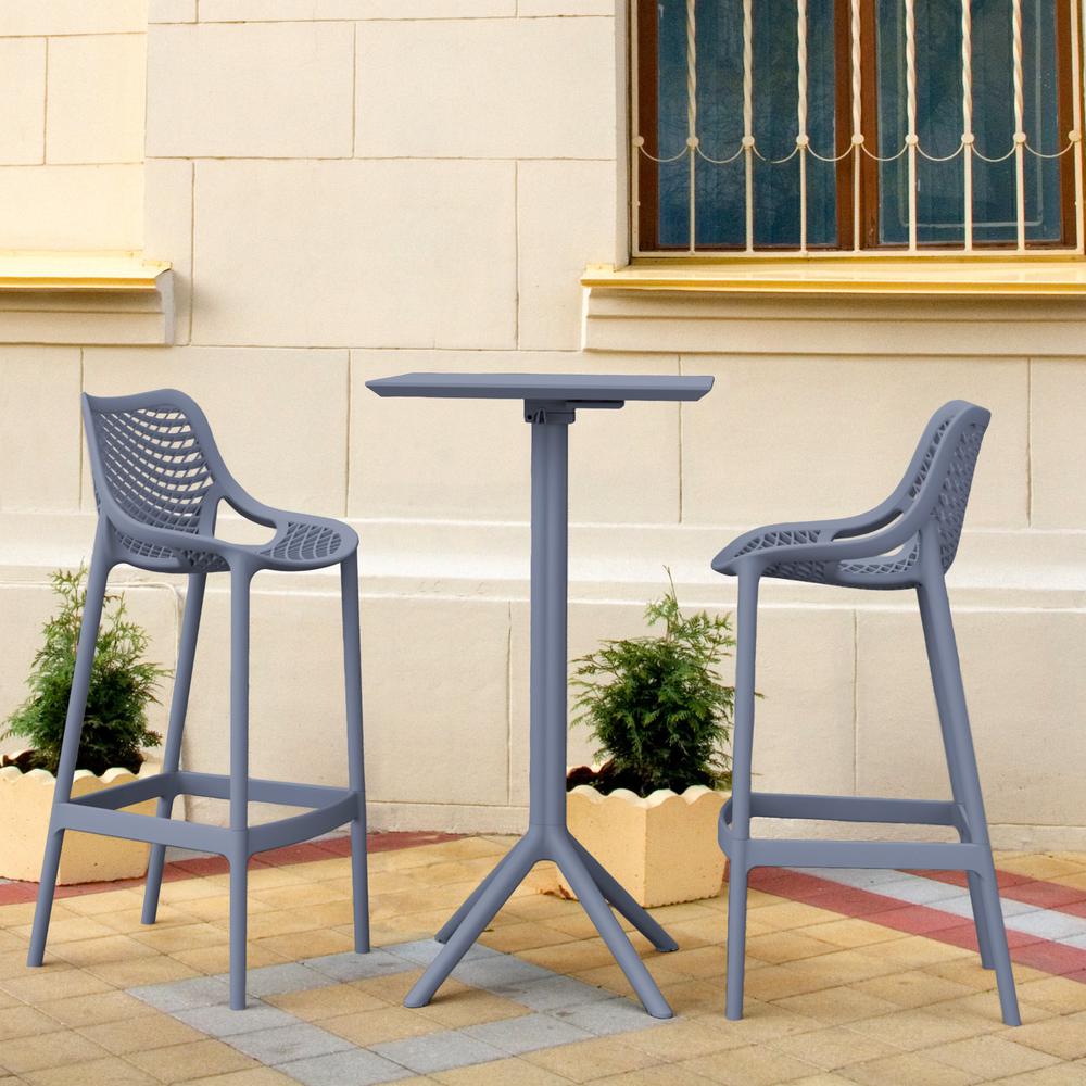 Sky Air Square Bar Set with 2 Barstools Dark Gray. Picture 1