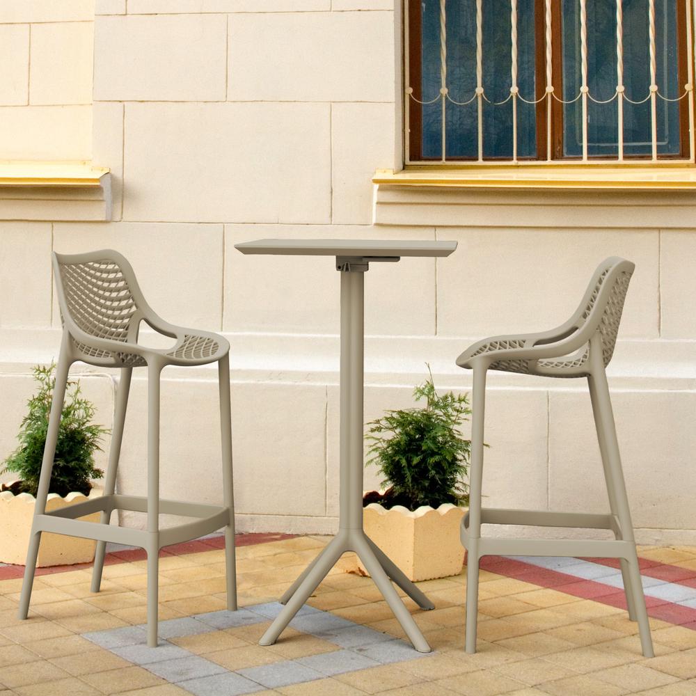 Sky Air Square Bar Set with 2 Barstools Taupe. Picture 5