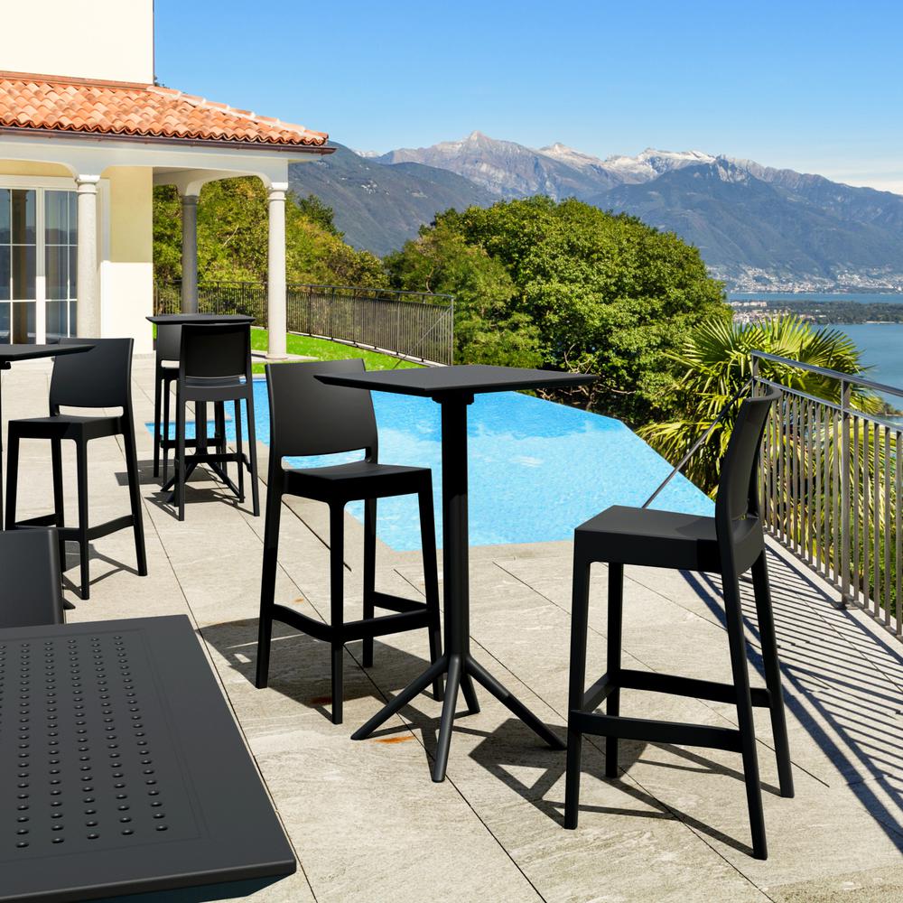 Sky Maya Square Bar Set with 2 Barstools Black. Picture 1