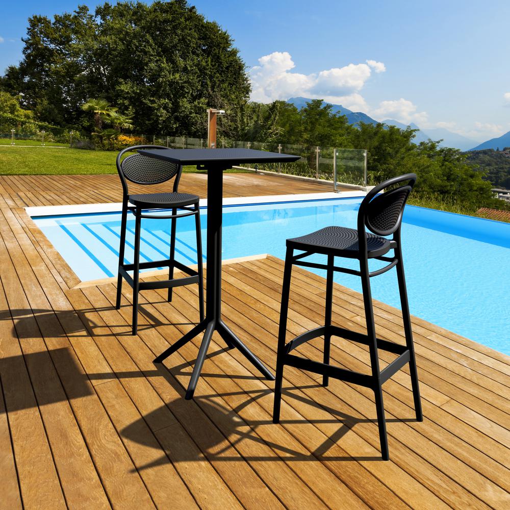 Sky Marcel Square Bar Set with 2 Barstools Black. Picture 1