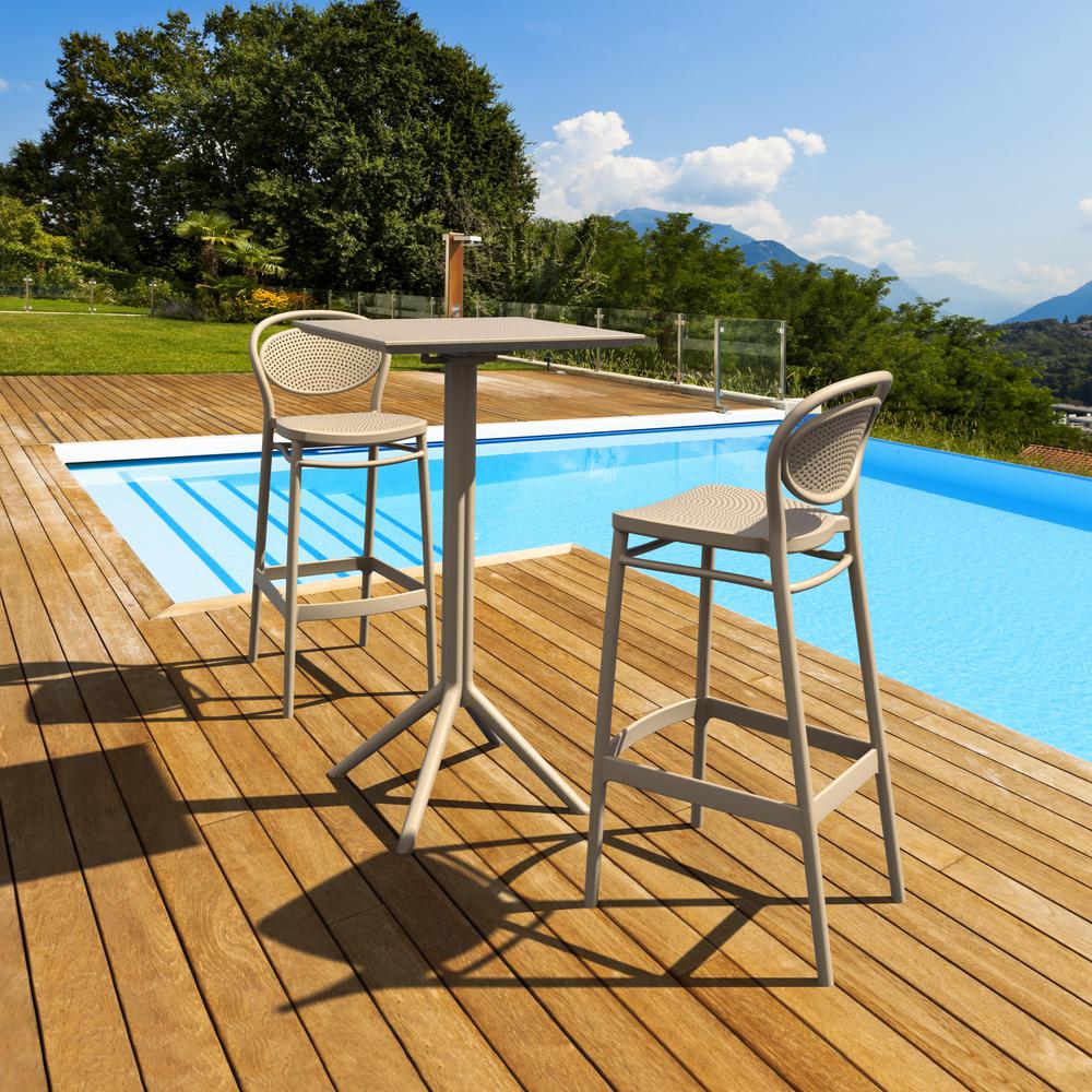 Sky Marcel Square Bar Set with 2 Barstools Taupe. Picture 1