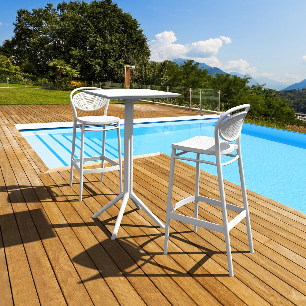 Sky Marcel Square Bar Set with 2 Barstools White. Picture 1