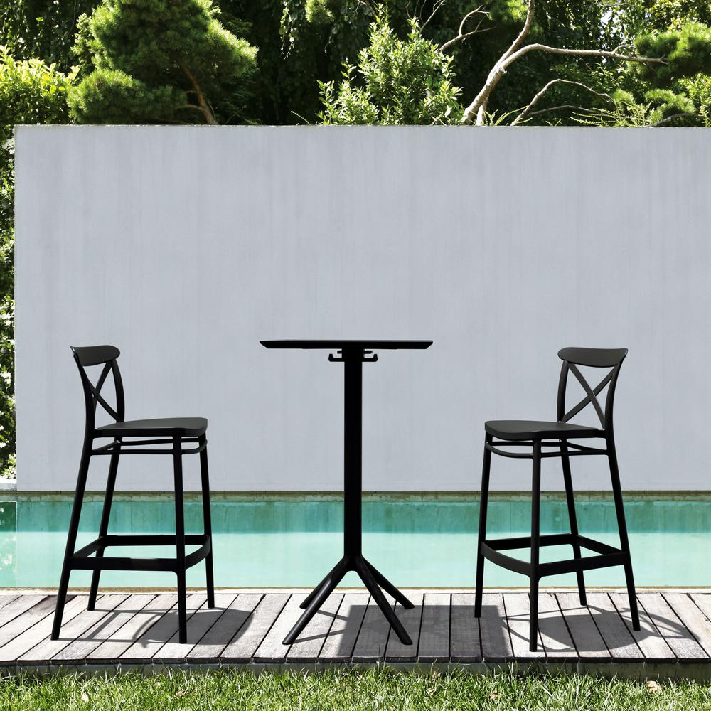Sky Cross Square Bar Set with 2 Barstools Black. Picture 1