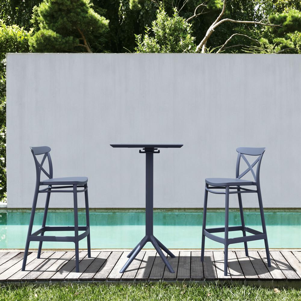 Sky Cross Square Bar Set with 2 Barstools Dark Gray. Picture 1