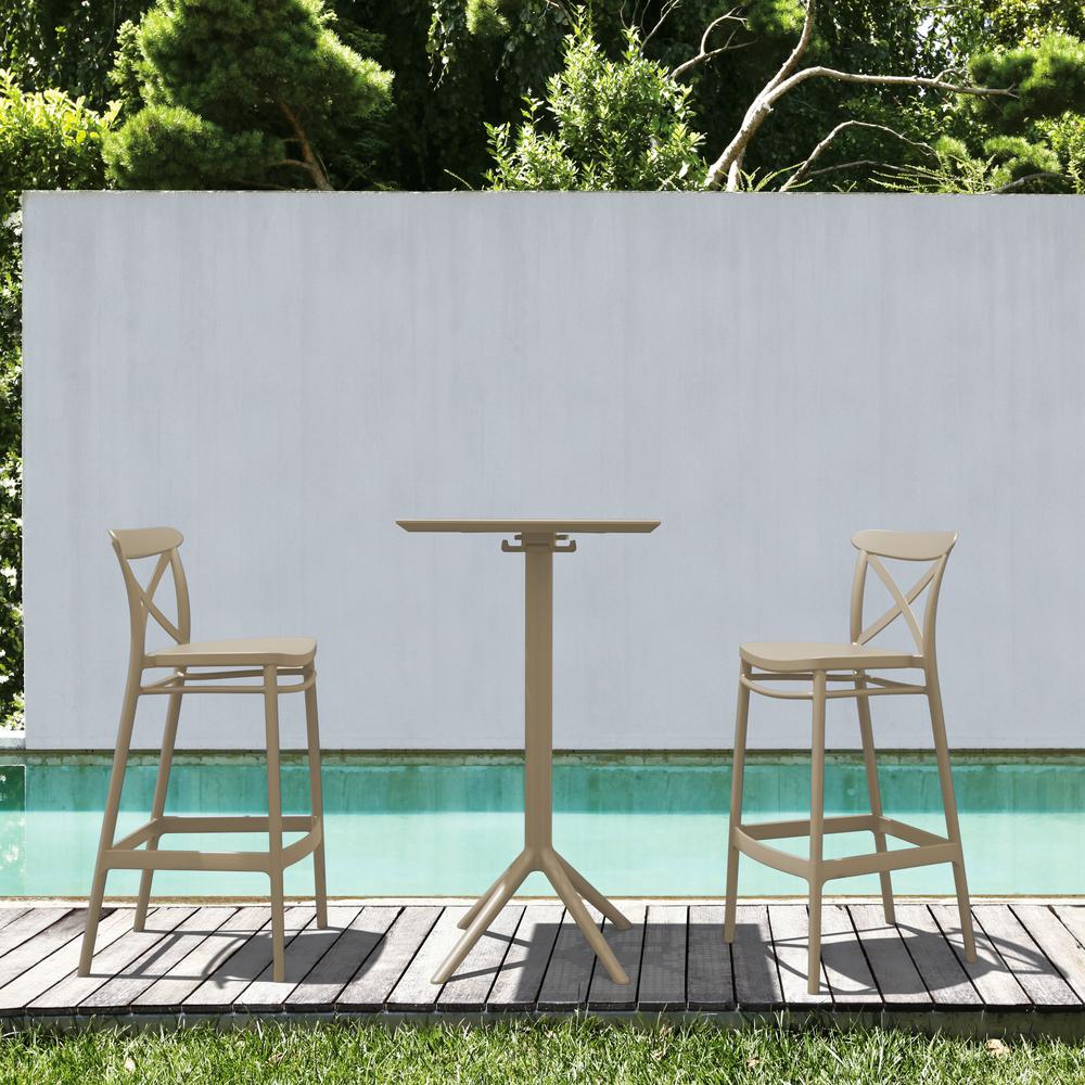 Sky Cross Square Bar Set with 2 Barstools Taupe. Picture 4