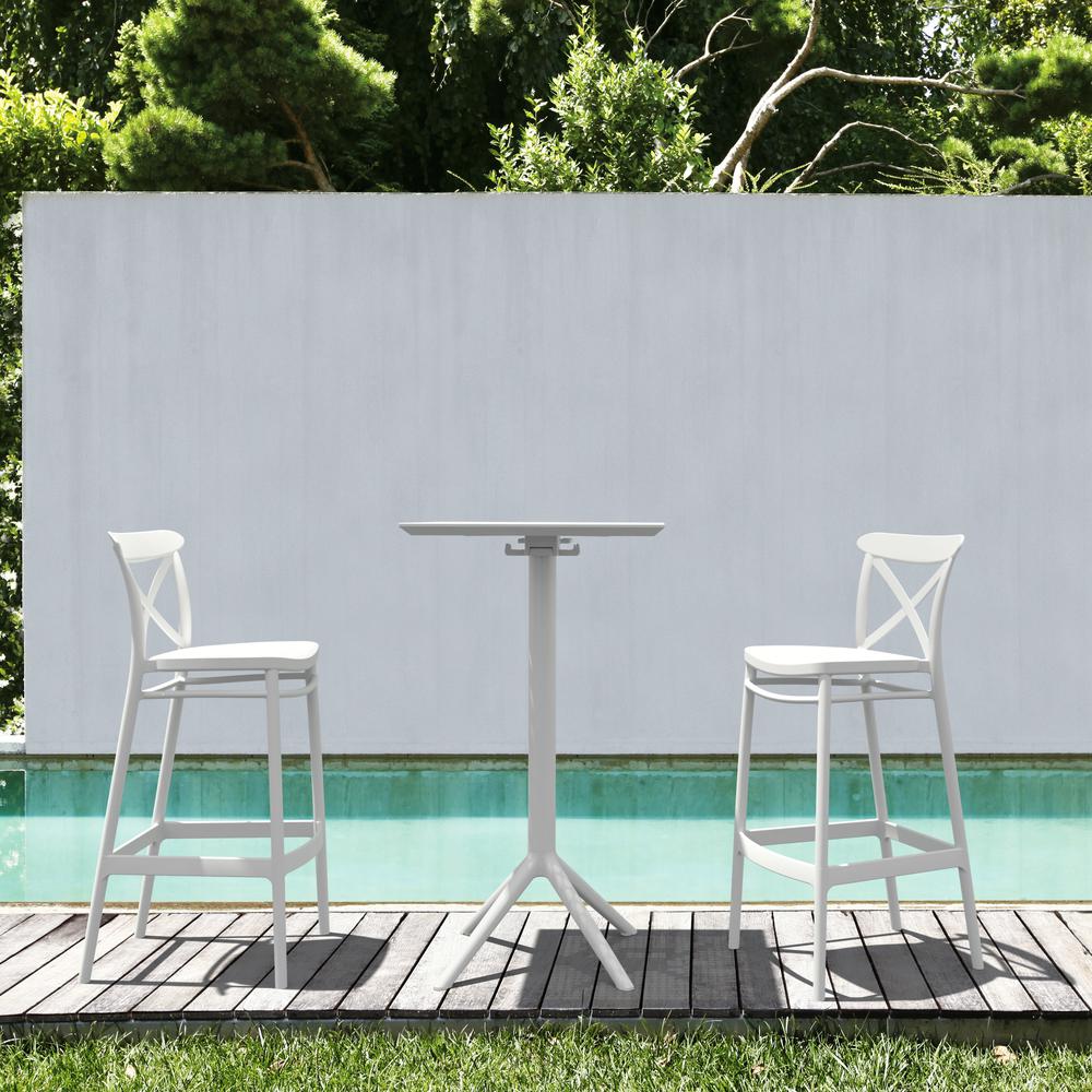 Sky Cross Square Bar Set with 2 Barstools White. Picture 1