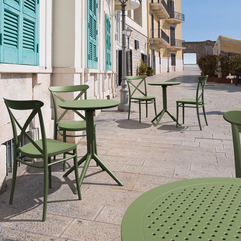 Sky Round Folding Table 24 inch Olive Green. Picture 8