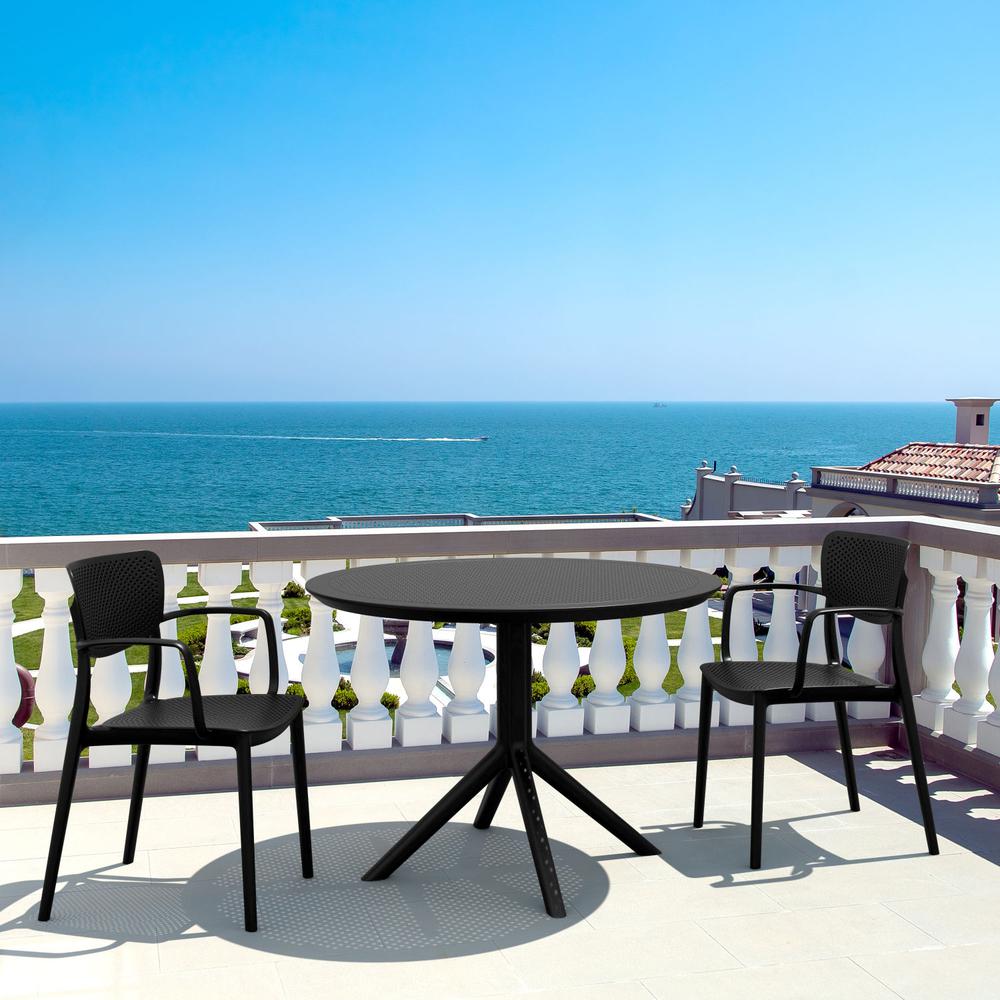 Sky Round Folding Table 42 inch Black. Picture 4