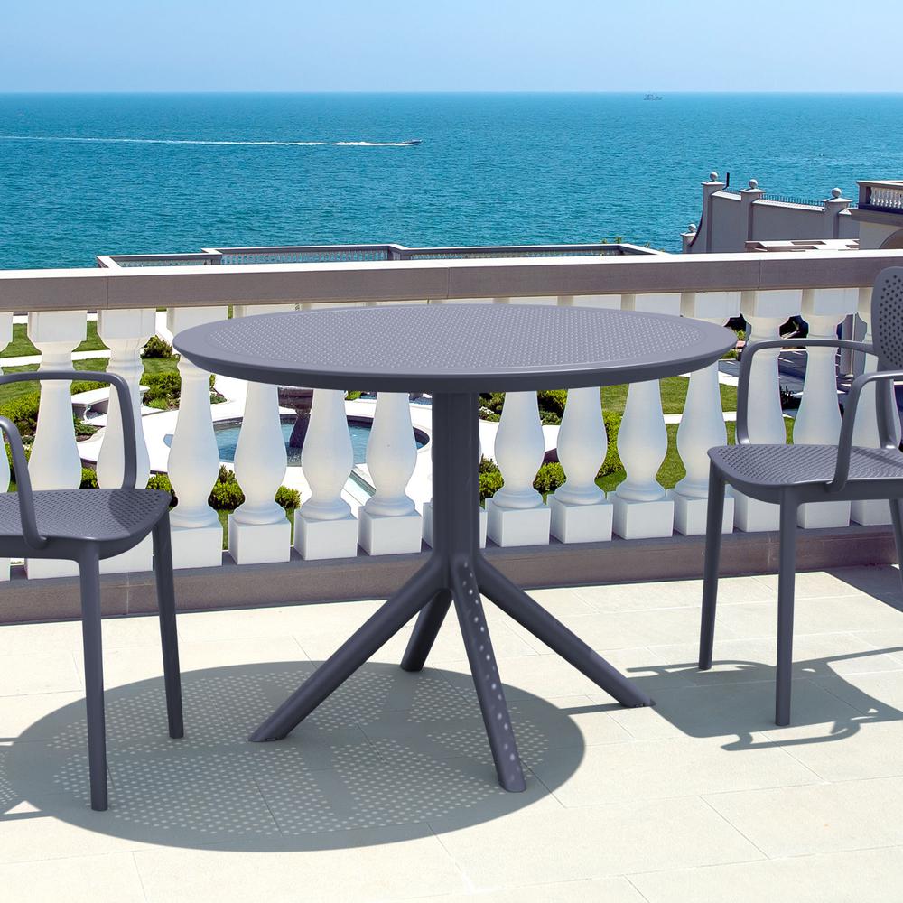 Sky Round Folding Table 42 inch Dark Gray. Picture 4