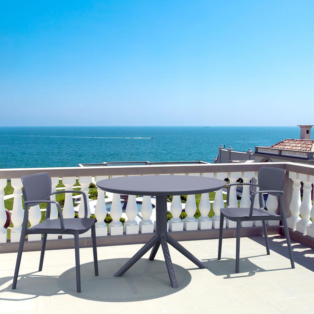 Sky Round Folding Table 42 inch Dark Gray. Picture 5