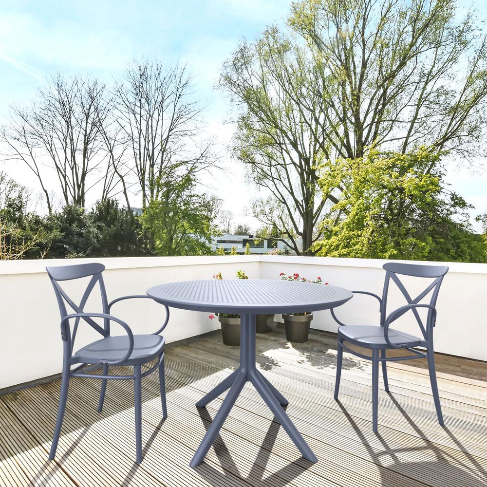 Sky Round Folding Table 42 inch Dark Gray. Picture 6