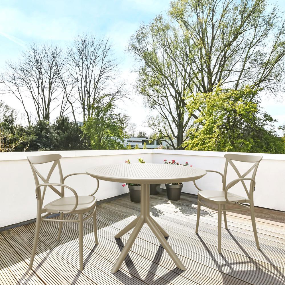 Sky Round Folding Table 42 inch Taupe. Picture 6