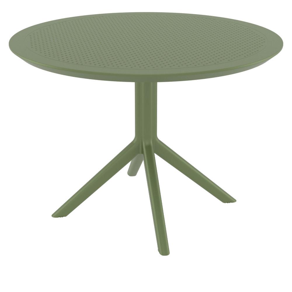 Sky Round Folding Table 42 inch Olive Green. Picture 3