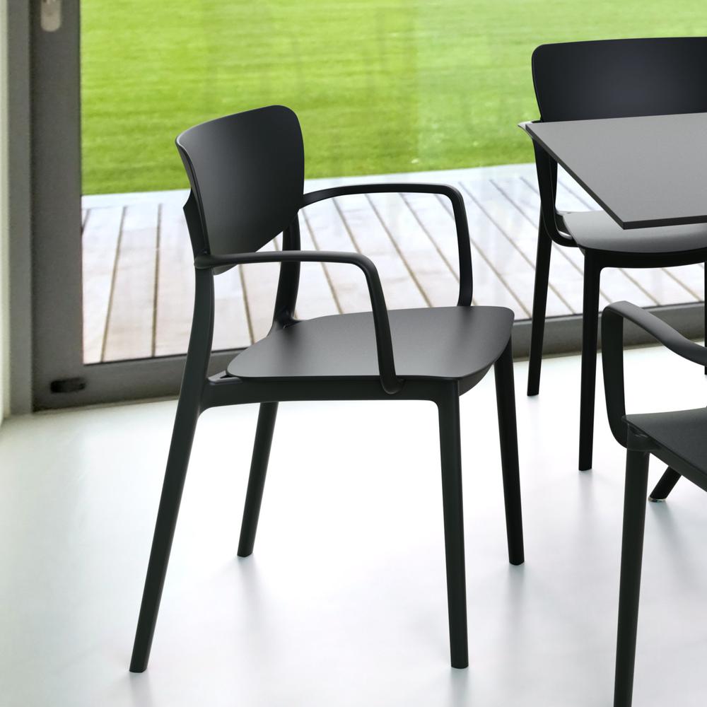 Lisa Outdoor Dining Arm Chair Black, Set of 2. Picture 7