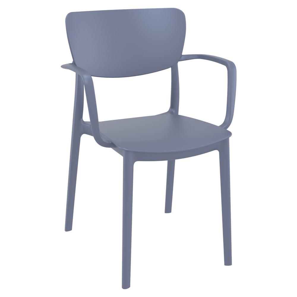 Lisa Outdoor Dining Arm Chair Dark Gray, Set of 2. Picture 1