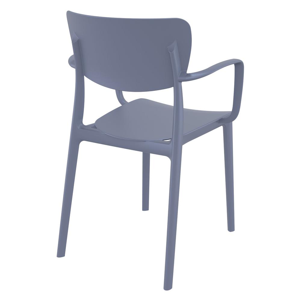 Lisa Outdoor Dining Arm Chair Dark Gray, Set of 2. Picture 2