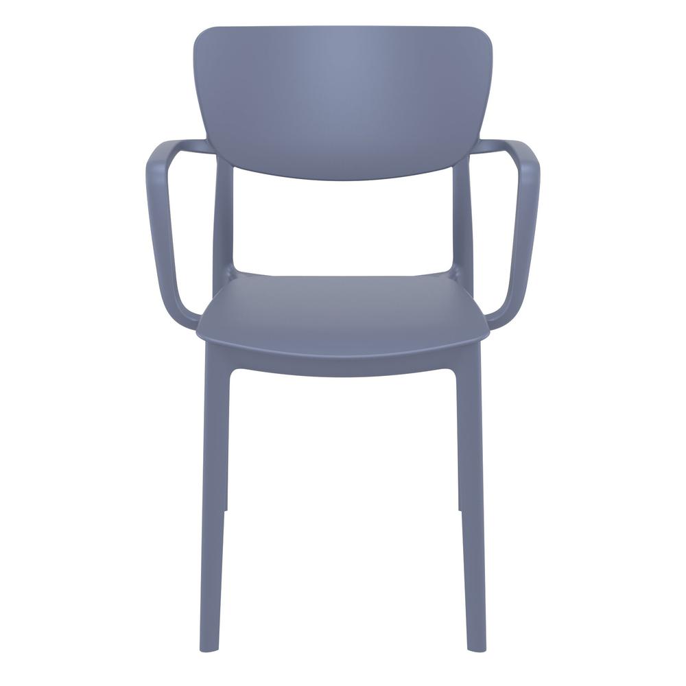 Lisa Outdoor Dining Arm Chair Dark Gray, Set of 2. Picture 3