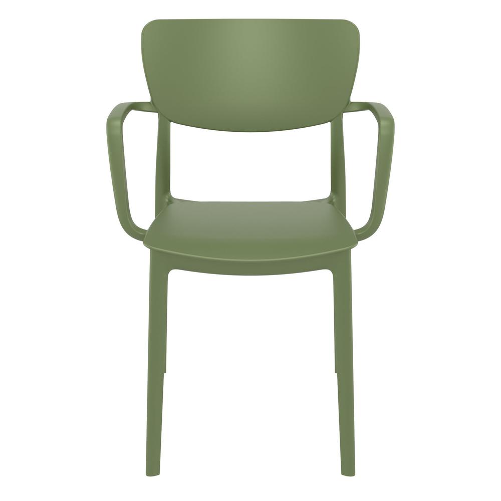 Lisa Outdoor Dining Arm Chair Olive Green, Set of 2. Picture 3
