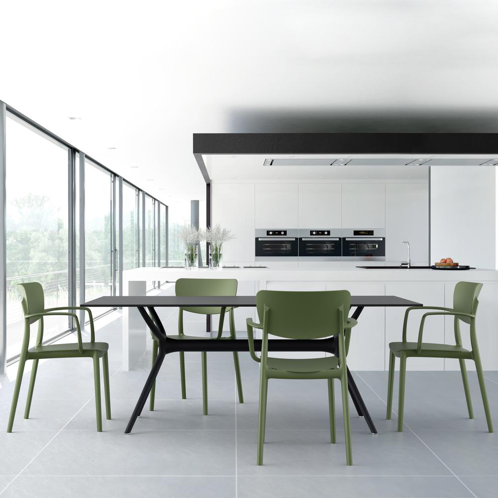 Lisa Outdoor Dining Arm Chair Olive Green, Set of 2. Picture 7