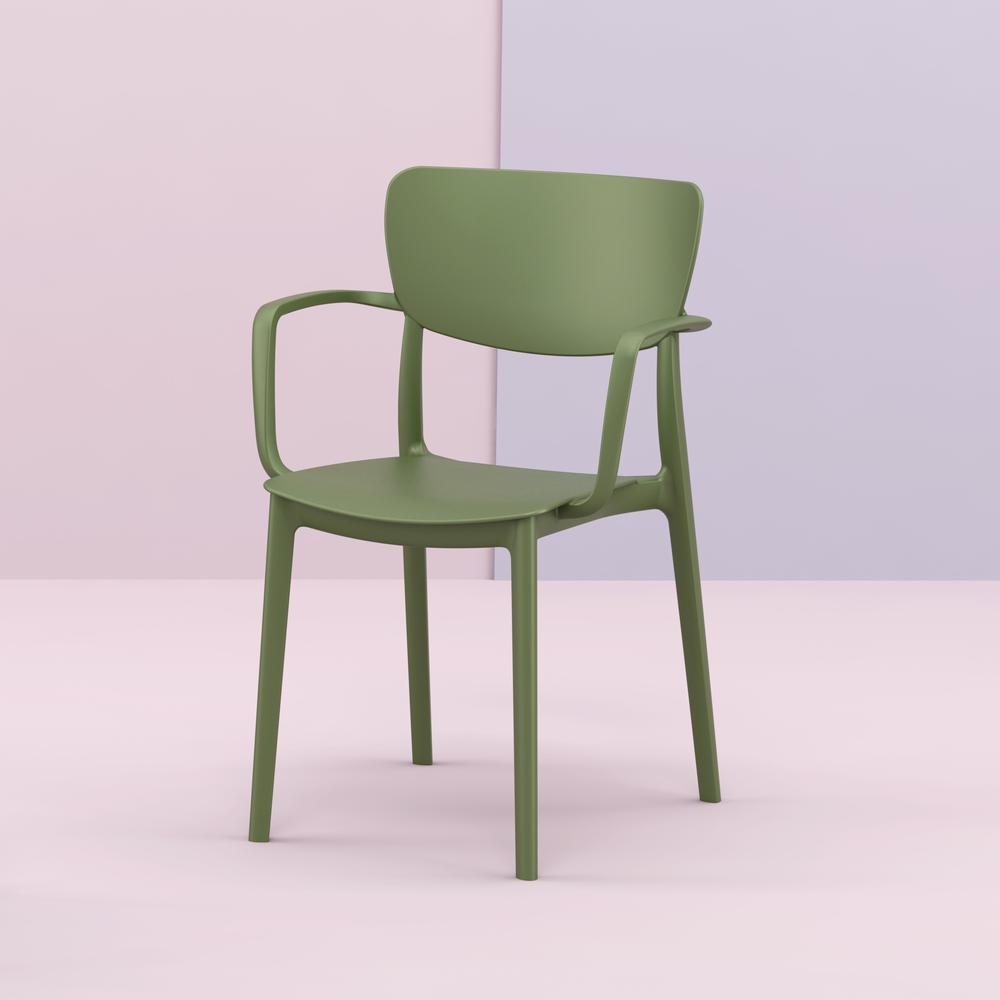 Lisa Outdoor Dining Arm Chair Olive Green, Set of 2. Picture 8