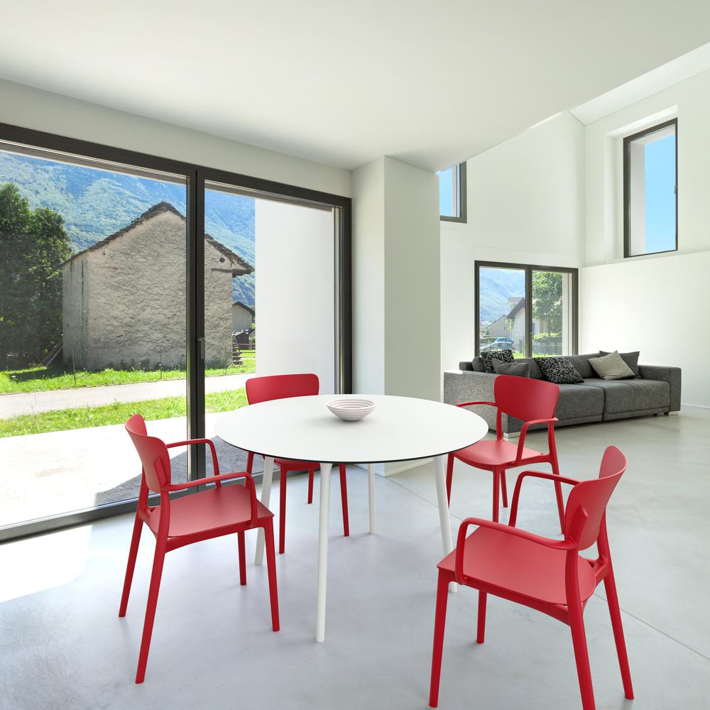 Lisa Outdoor Dining Arm Chair Red, Set of 2. Picture 6