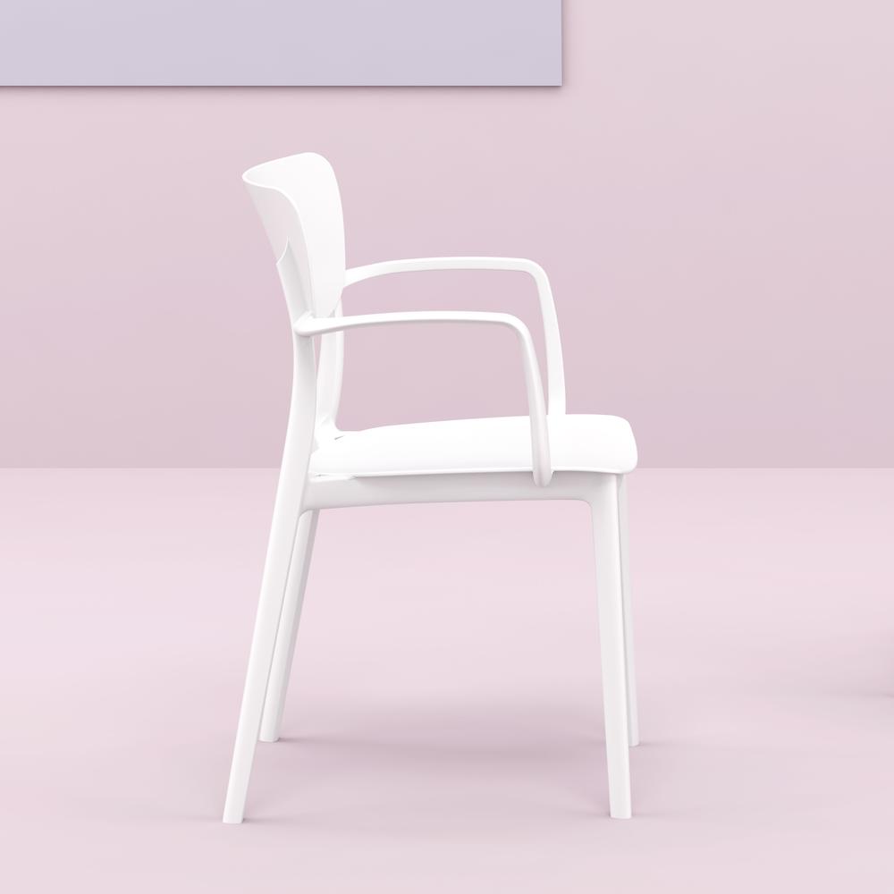 Lisa Outdoor Dining Arm Chair White, Set of 2. Picture 6