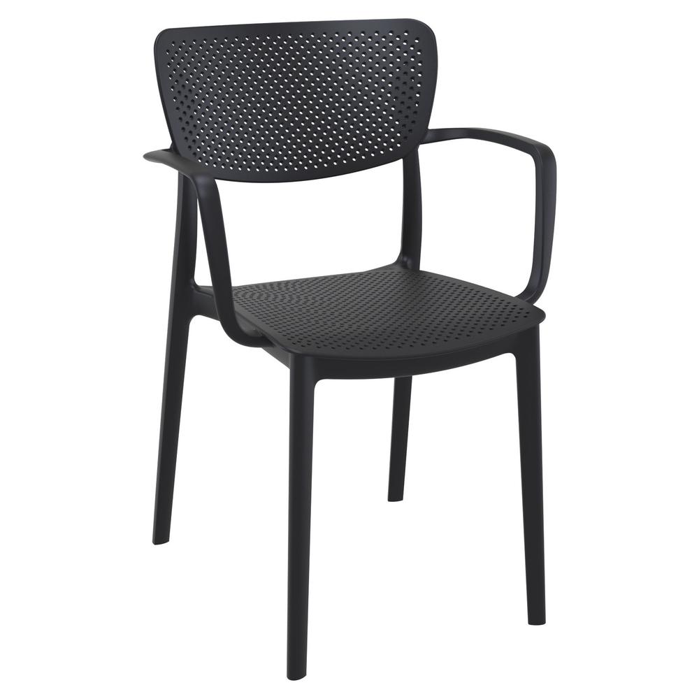 Loft Outdoor Dining Set with 6 Arm Chairs and 55 inch Extension Table Black. Picture 2