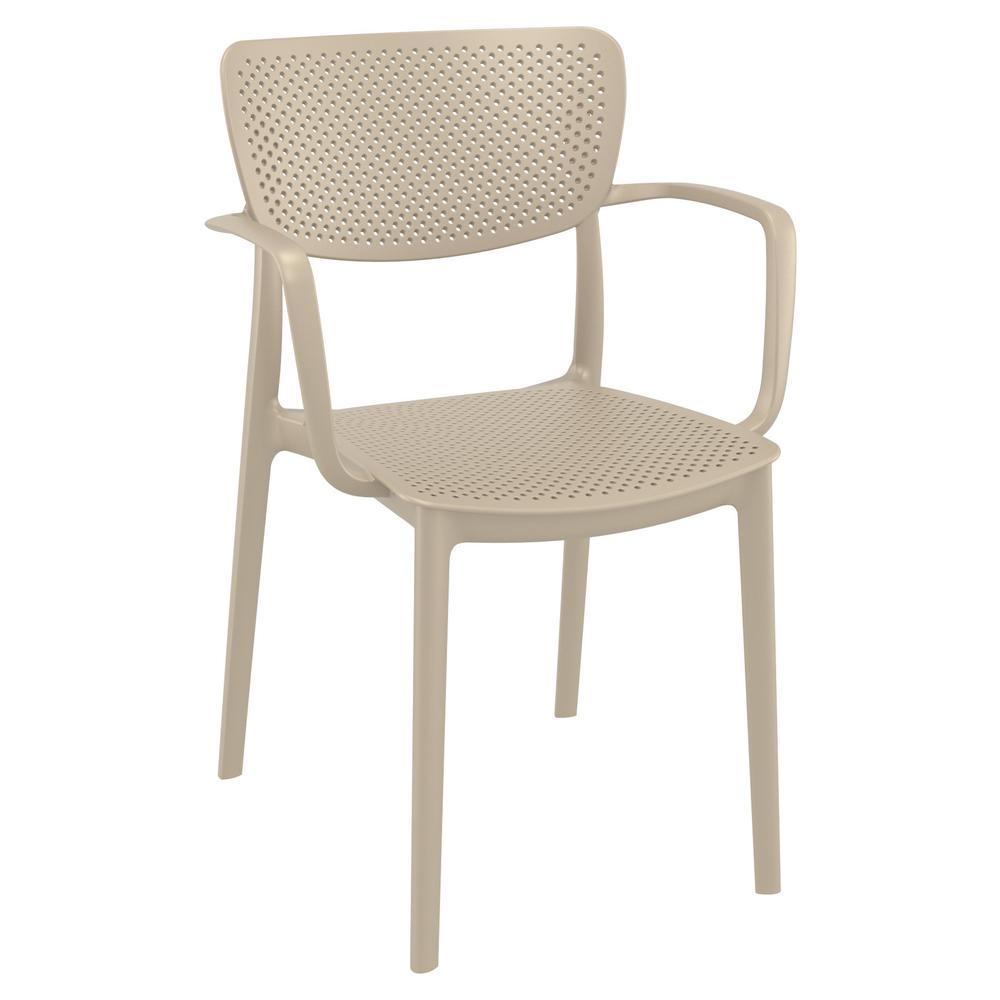 Loft Outdoor Dining Set with 6 Arm Chairs and 55 inch Extension Table Taupe. Picture 2