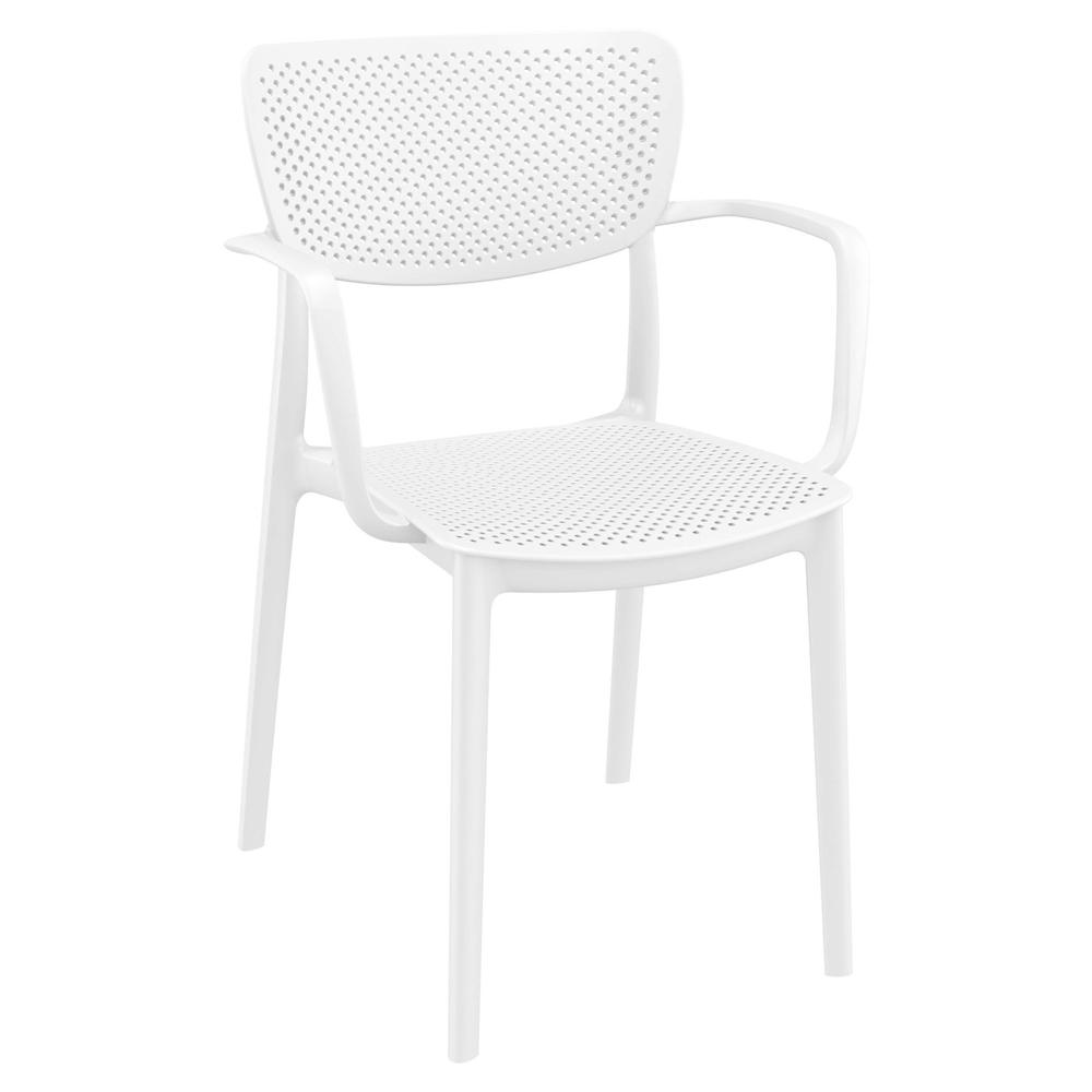 Loft Outdoor Dining Set with 6 Arm Chairs and 55 inch Extension Table White. Picture 2