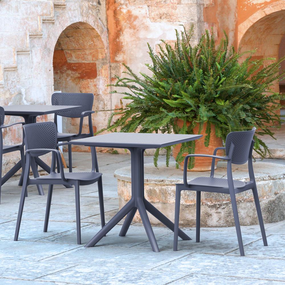 Loft Bistro Set 3 Piece with 27 inch Table Top Dark Gray. Picture 1