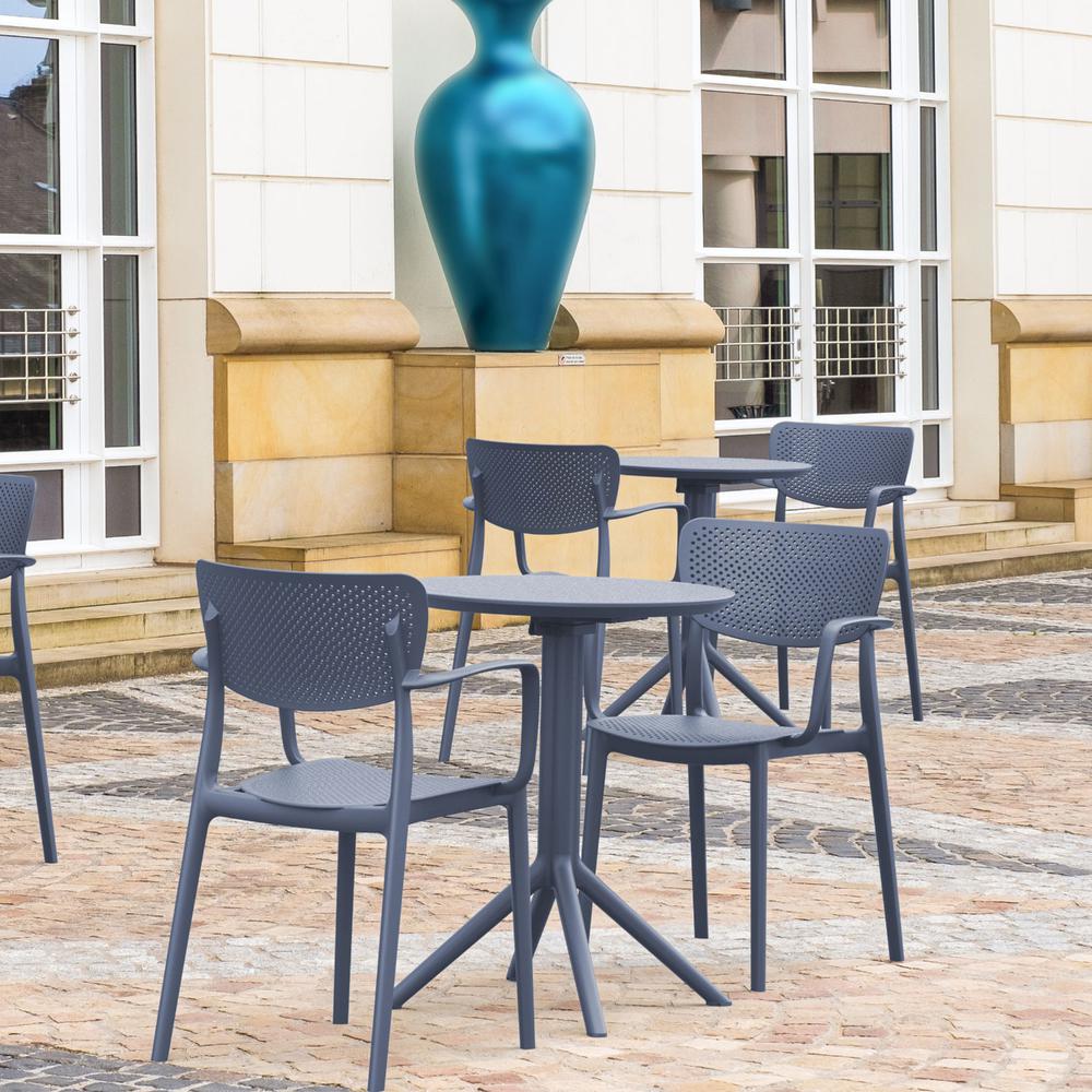 Loft Round Bistro Set 3 Piece with 24 inch Table Top Dark Gray. Picture 1