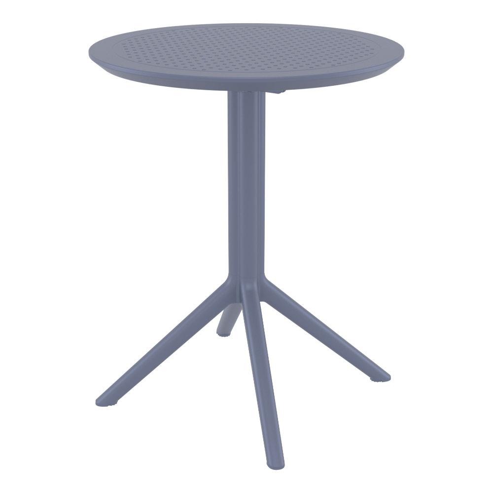 Loft Round Bistro Set 3 Piece with 24 inch Table Top Dark Gray. Picture 3