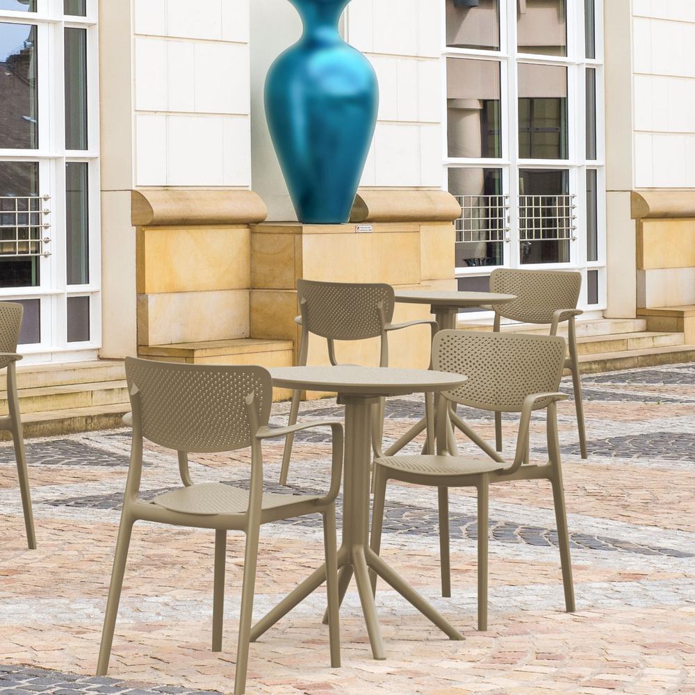 Loft Round Bistro Set 3 Piece with 24 inch Table Top Taupe. Picture 1