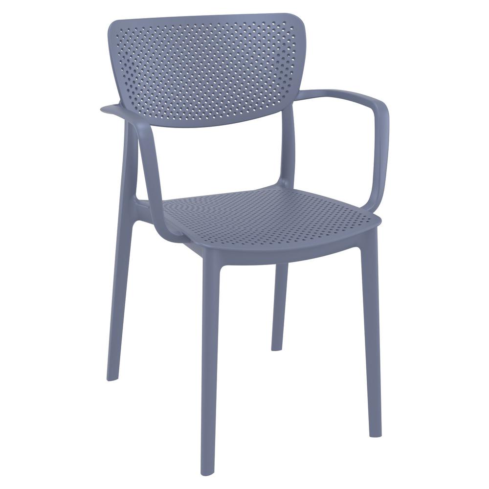 Loft Outdoor Dining Arm Chair Dark Gray, Set of 2. Picture 1
