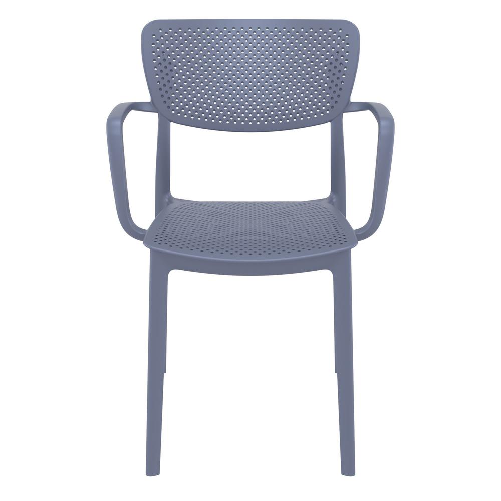 Loft Outdoor Dining Arm Chair Dark Gray, Set of 2. Picture 3