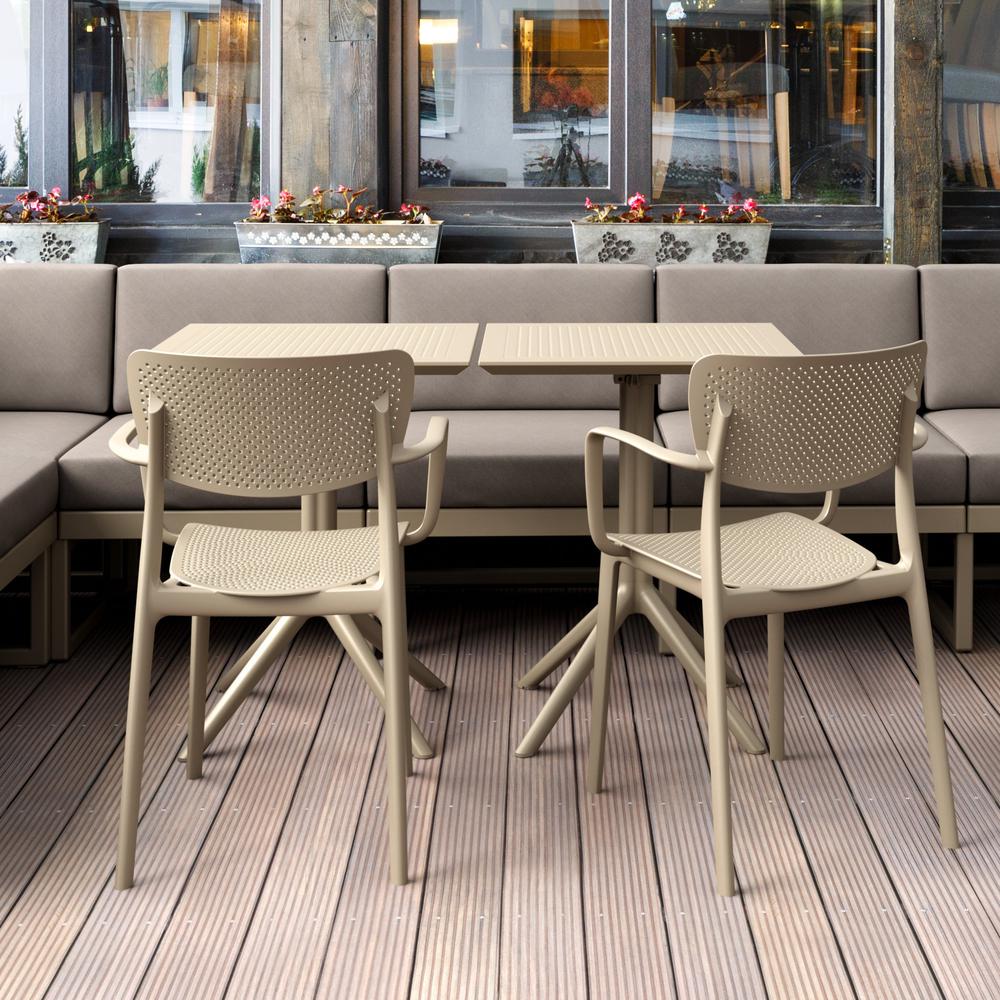 Loft Outdoor Dining Arm Chair Taupe, Set of 2. Picture 6