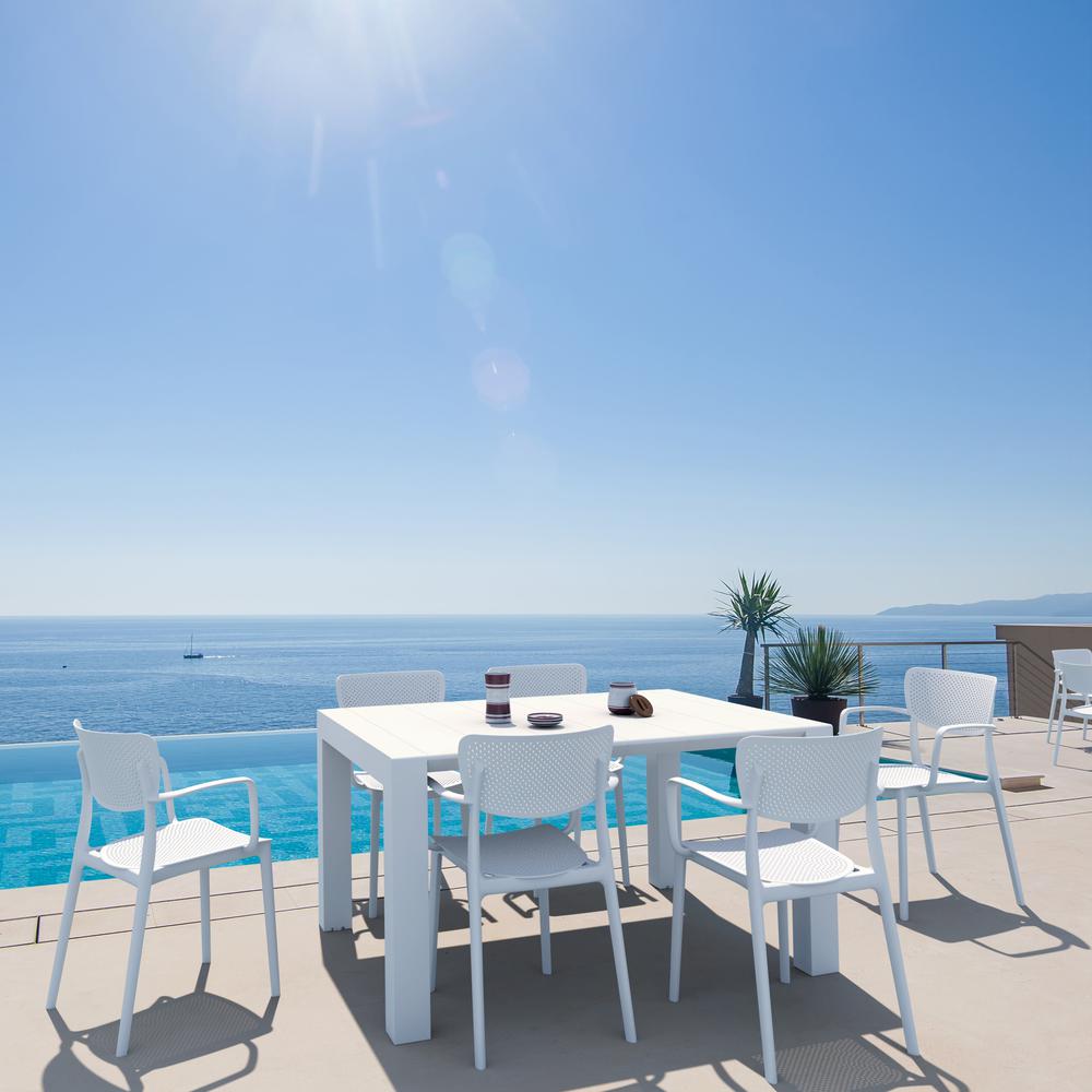 Loft Outdoor Dining Arm Chair White, Set of 2. Picture 6