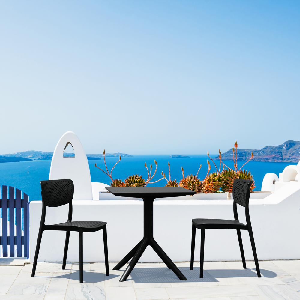 Lucy Outdoor Bistro Set 3 Piece with 24 inch Table Top Black. Picture 5