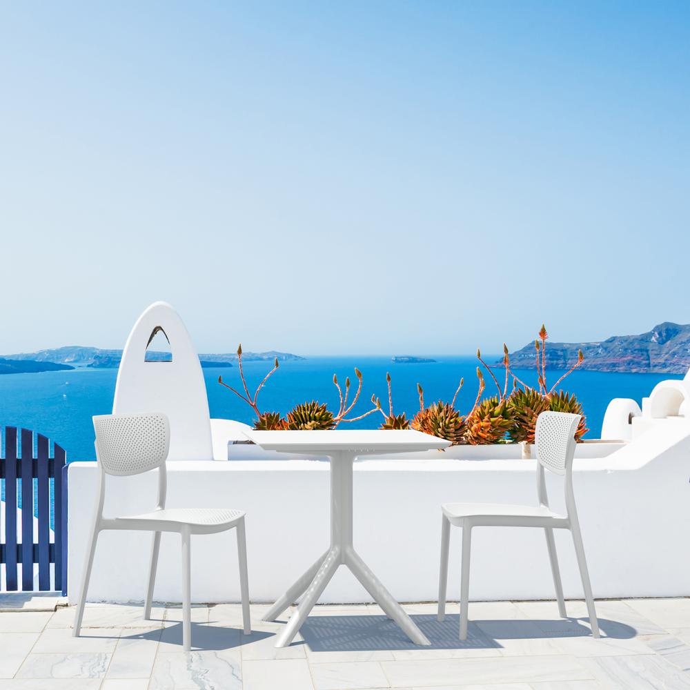 Lucy Outdoor Bistro Set 3 Piece with 24 inch Table Top White. Picture 1