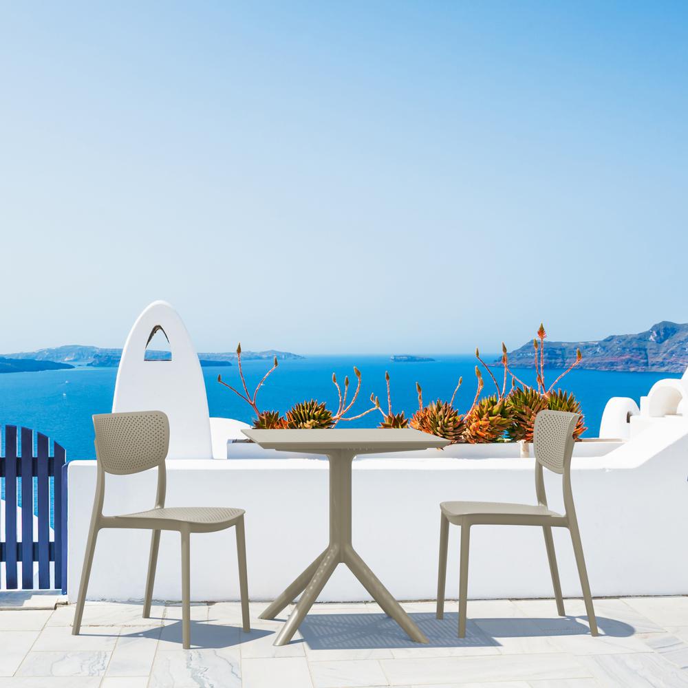 Lucy Outdoor Bistro Set 3 Piece with 27 inch Table Top Taupe. Picture 5