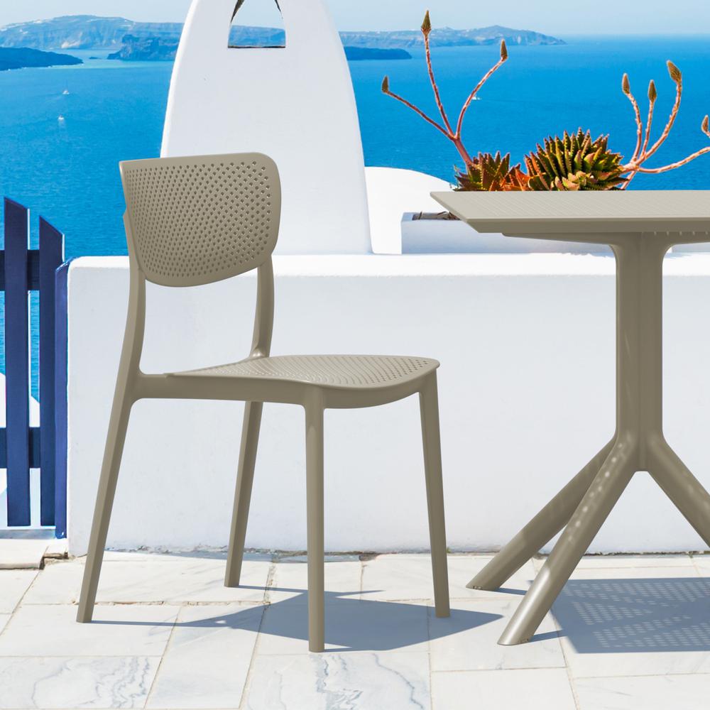 Lucy Outdoor Bistro Set 3 Piece with 27 inch Table Top Taupe. Picture 4