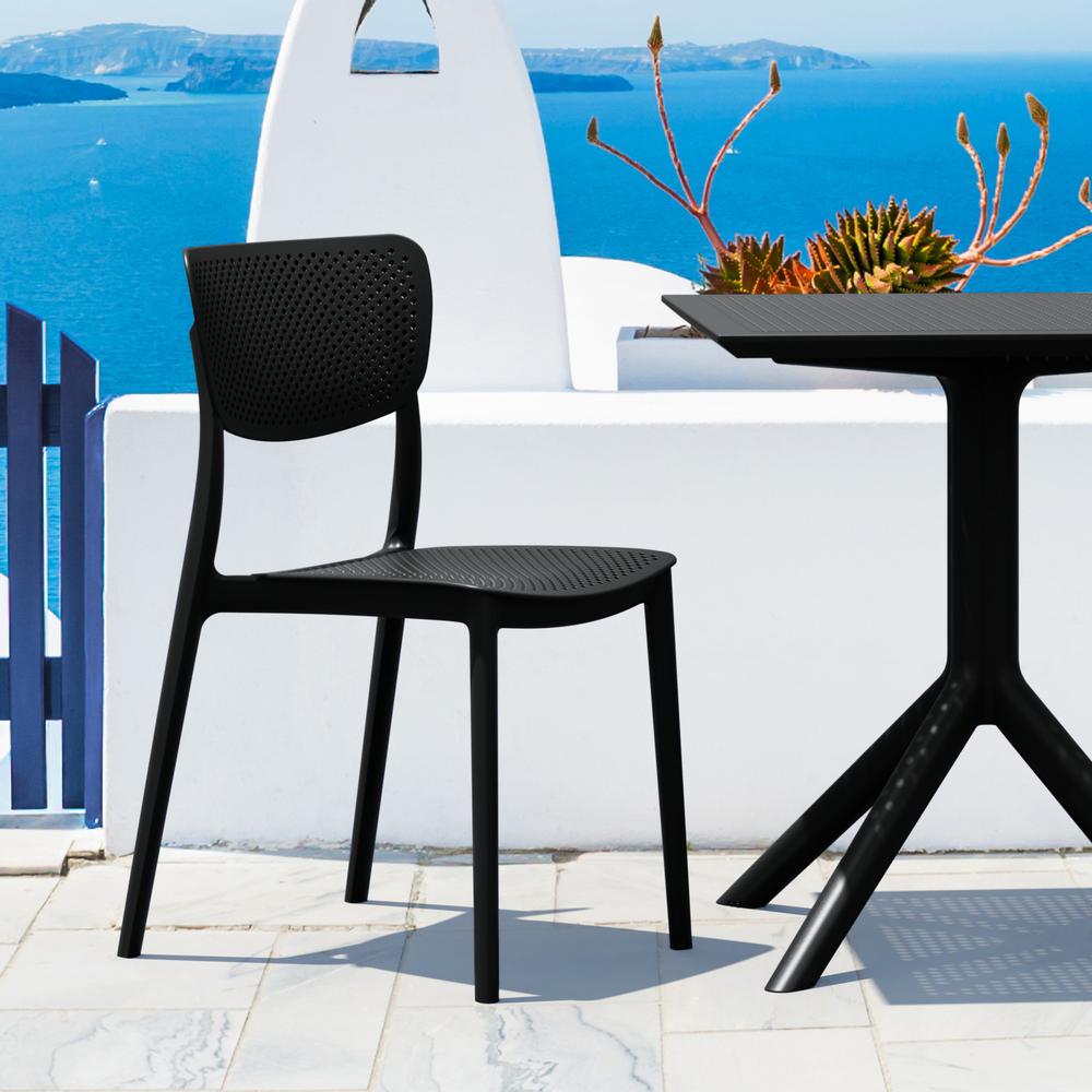 Lucy Outdoor Bistro Set 3 Piece with 31 inch Table Top Black. Picture 2