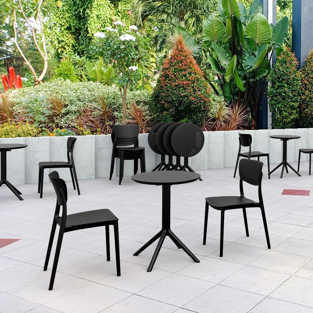 Lucy Round Bistro Set 3 Piece with 24 inch Table Top Black. Picture 1