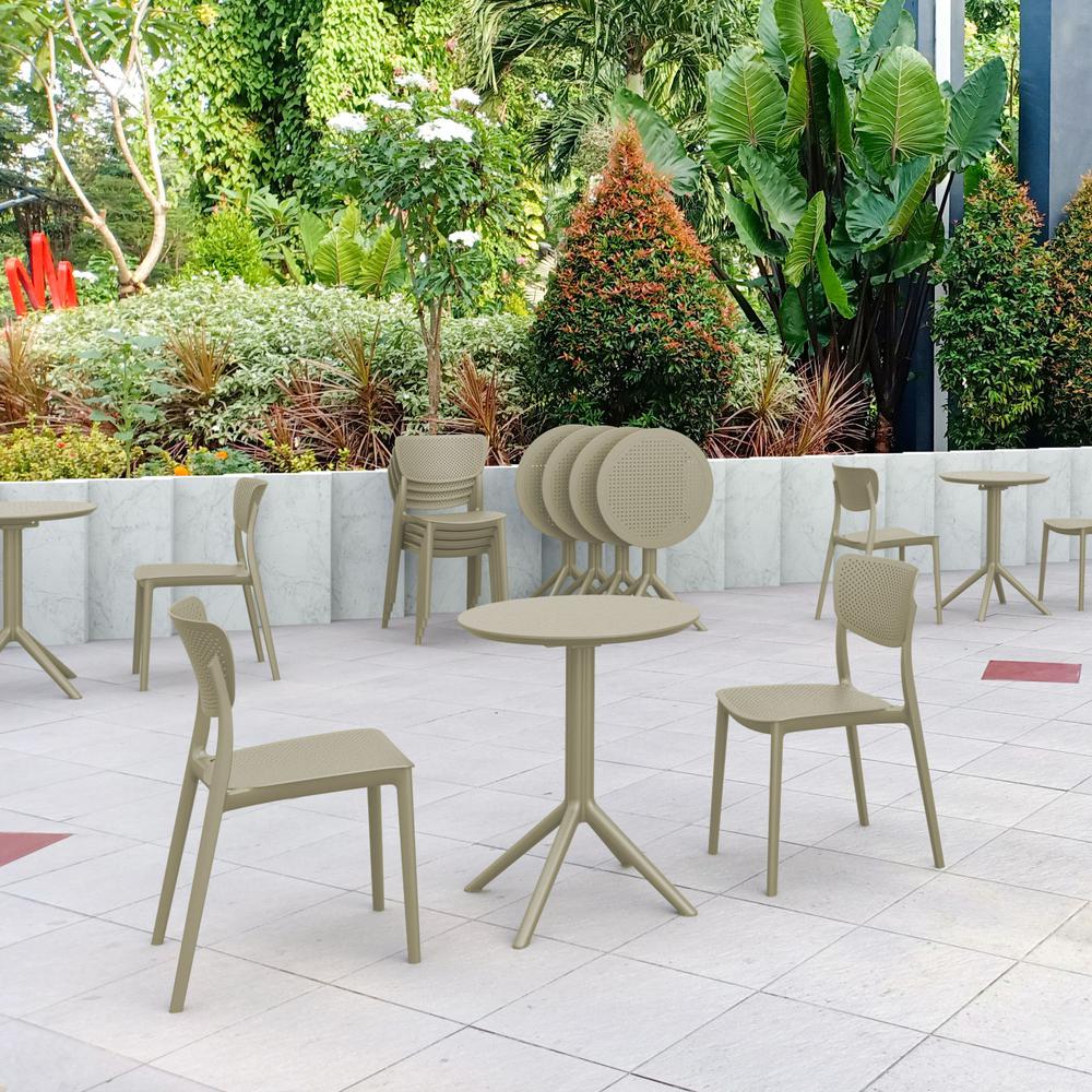 Lucy Round Bistro Set 3 Piece with 24 inch Table Top Taupe. Picture 1